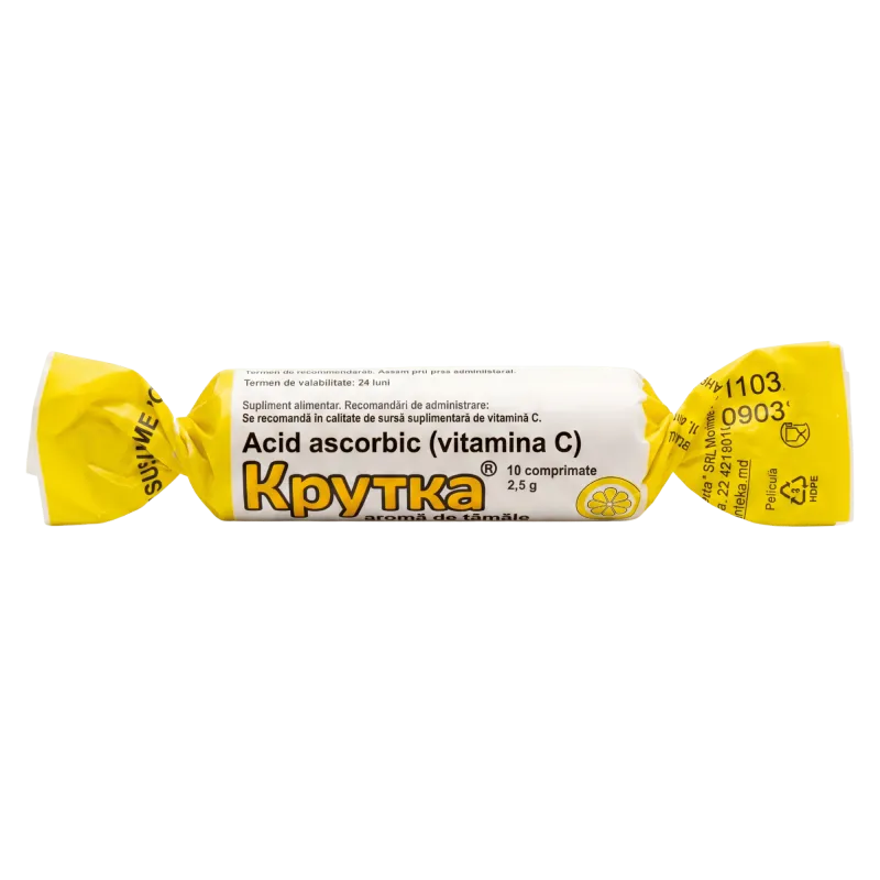 Acid ascorbic  cu zahar si glucoza (lamaie) comp. 25 mg  "Крутка" N10