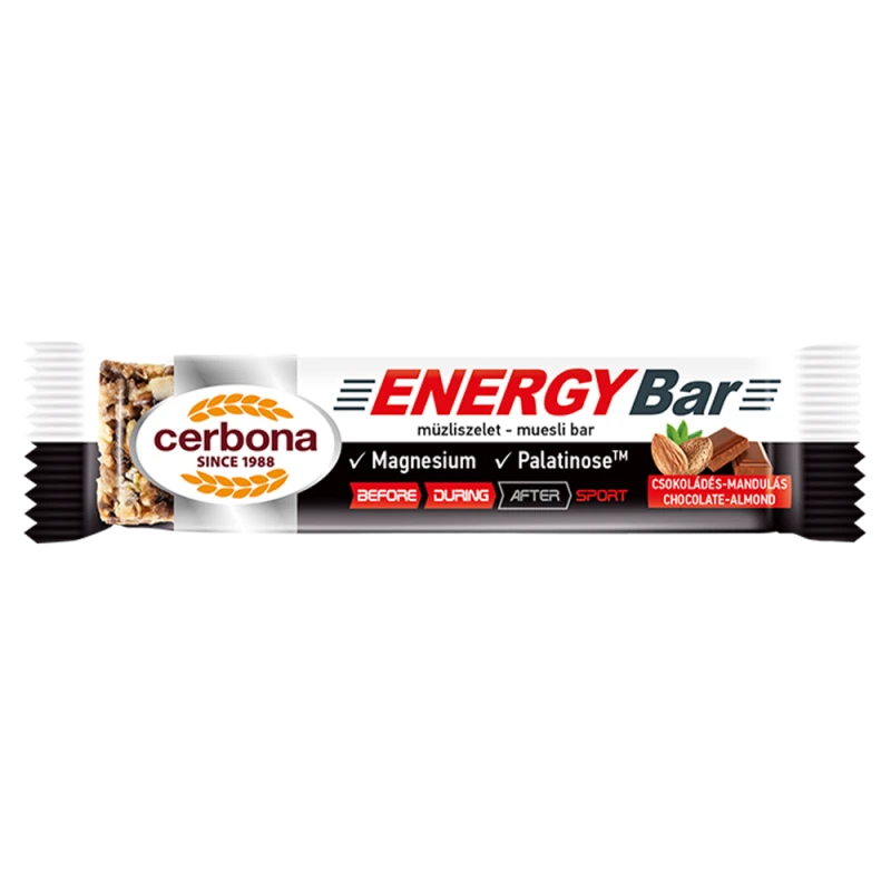 Батончик мюсли Cerbona Sport Energy Шоколад-Миндаль с магнием 40 г Батончик мюсли Cerbona Sport Energy Шоколад-Миндаль с магнием 40 г