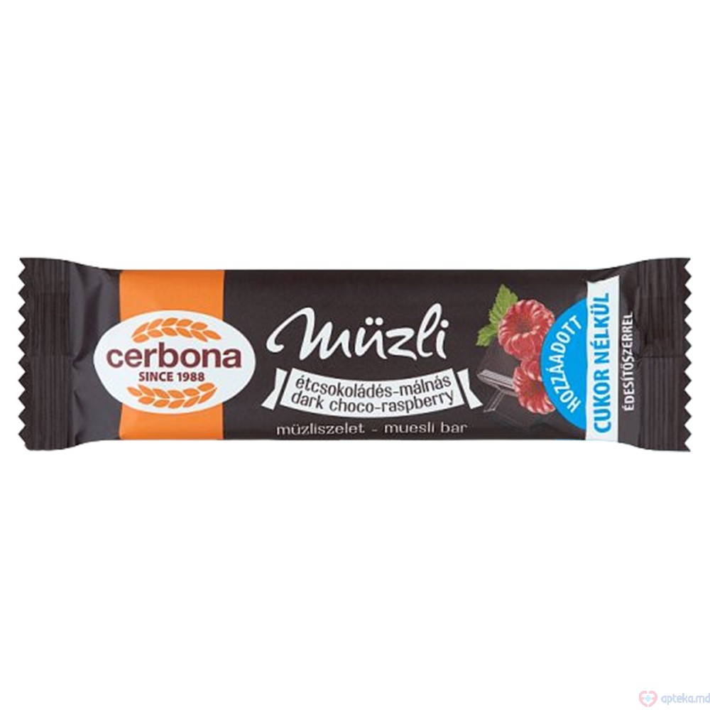 Batonas de muesli Cerbona Ciocolata neagra zmeura 20 g