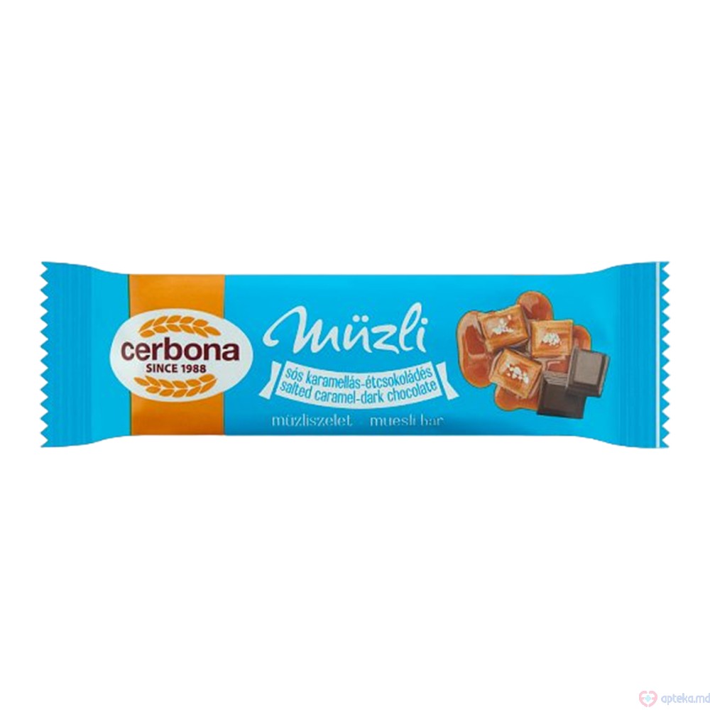 Batonas de muesli Cerbona caramela sarata si ciocolata neagra 20 g