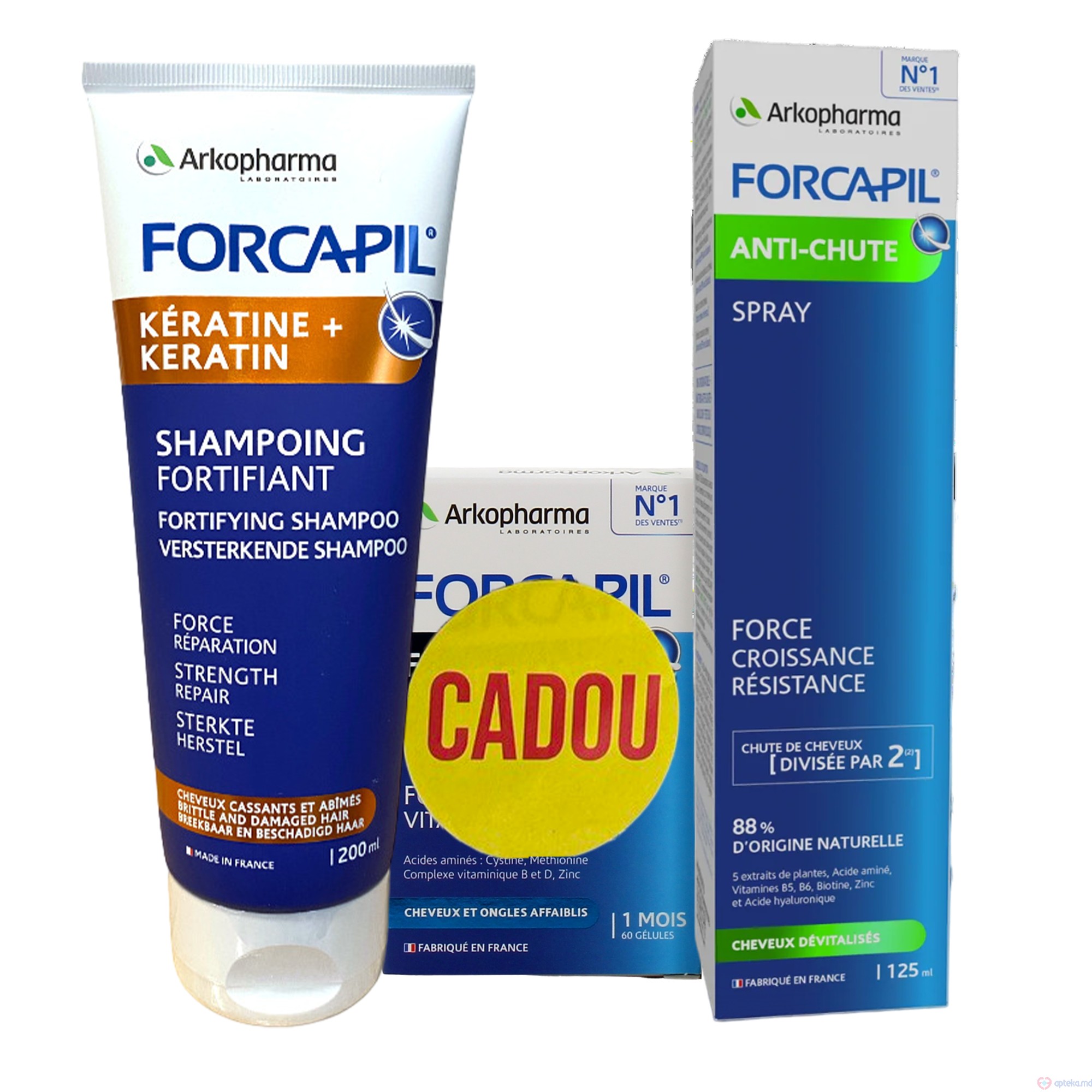 Forcapil SET Sampon Keratin 200ml + Forcapil Anti-chute Spray 125ml + Forcapil caps. N60