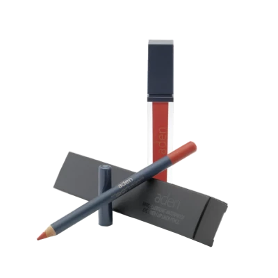 Ruj lichid de buze Aden Liquid Lipstick + Creion de buze Lipliner Pencil Set №1