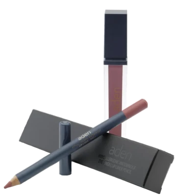 Ruj lichid de buze Aden Liquid Lipstick + Creion de buze Lipliner Pencil Set №5