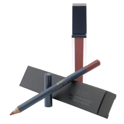 Ruj lichid de buze Aden Liquid Lipstick + Creion de buze Lipliner Pencil Set №6