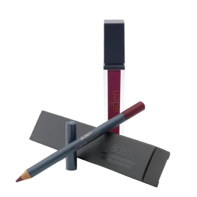 Ruj lichid de buze Aden Liquid Lipstick + Creion de buze Lipliner Pencil Set №11