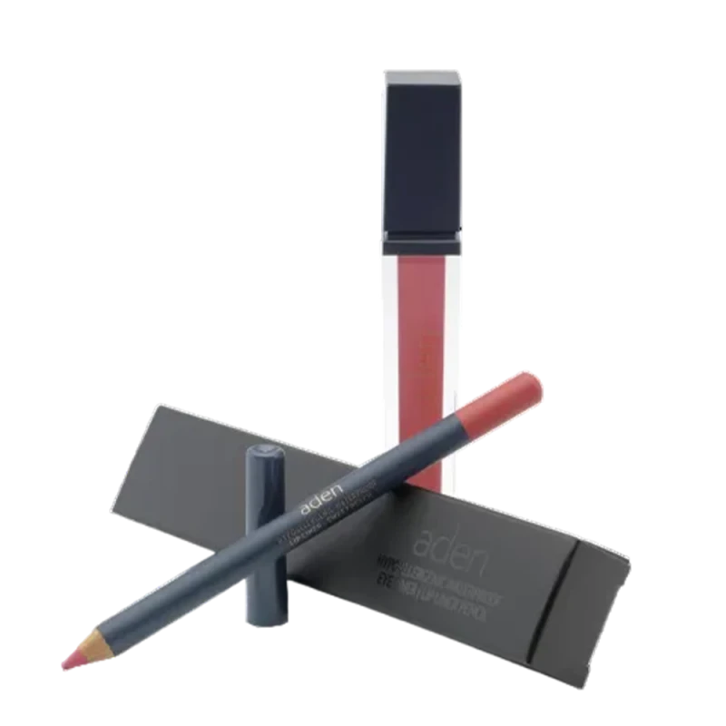 Ruj lichid de buze Aden Liquid Lipstick + Creion de buze Lipliner Pencil Set №13