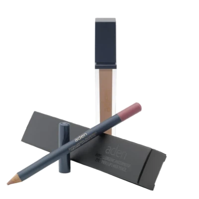 Ruj lichid de buze Aden Liquid Lipstick + Creion de buze Lipliner Pencil Set №15