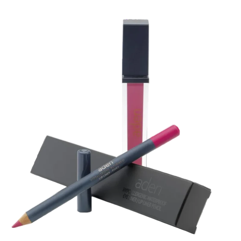 Ruj lichid de buze Aden Liquid Lipstick + Creion de buze Lipliner Pencil Set №17