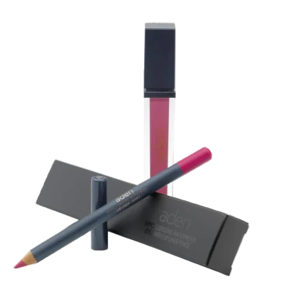 Ruj lichid de buze Aden Liquid Lipstick + Creion de buze Lipliner Pencil Set №17