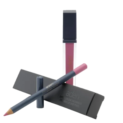 Ruj lichid de buze Aden Liquid Lipstick + Creion de buze Lipliner Pencil Set №20