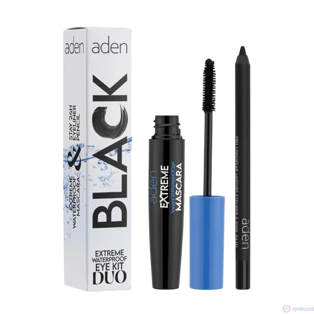 Тушь для ресниц Aden Extreme Waterproof Mascara + Карандаш для глаз  Stay Pencil Kit