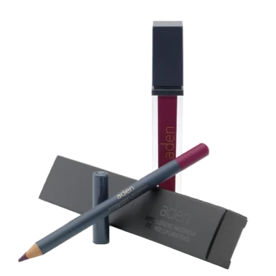 Ruj lichid de buze Aden Liquid Lipstick + Creion de buze Lipliner Pencil Set №27