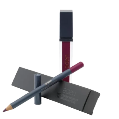 Ruj lichid de buze Aden Liquid Lipstick + Creion de buze Lipliner Pencil Set №28