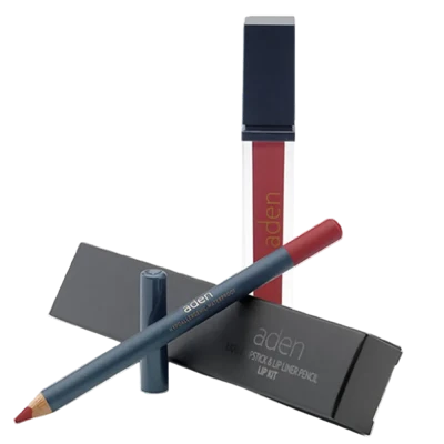 Ruj lichid de buze Aden Liquid Lipstick + Creion de buze Lipliner Pencil Set №32