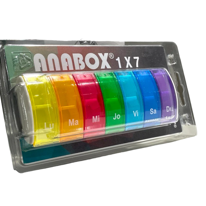 Anabox Органайзер для лекарств с 7 отделениями (утренний и вечерний прием) разноцветный