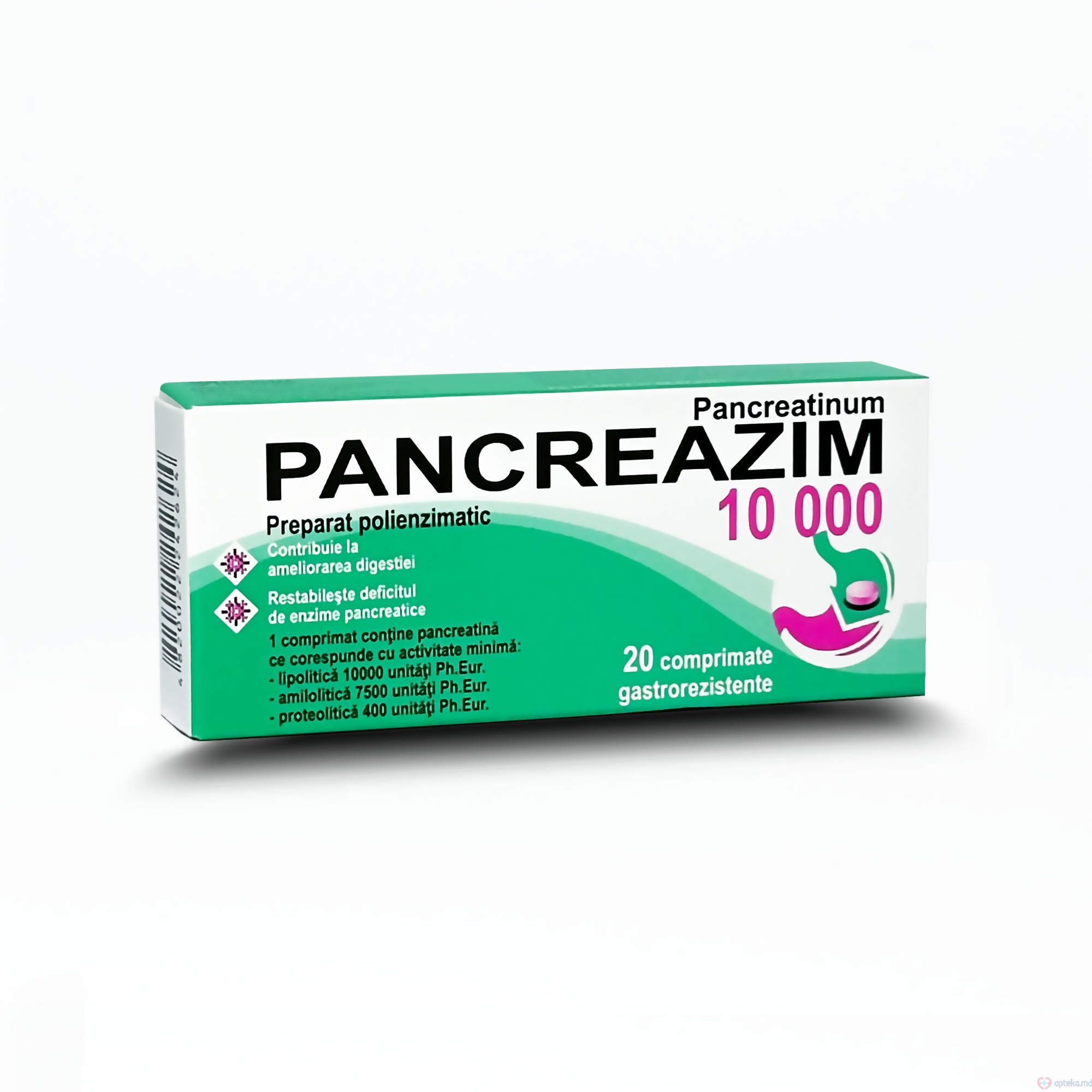 Pancreazim 10000 comp. gastrorez. 10000 UI/7500 UI/400 UI N10x2