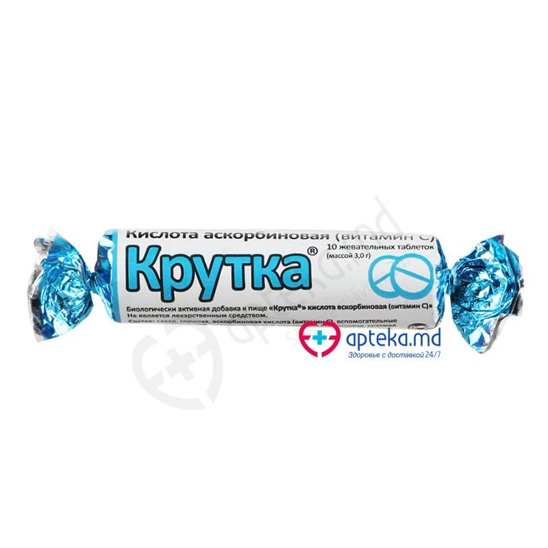 Аскорбиновая Кислота с сахаром и глюкозой крутка, таб 25 мг, N10 Аскорбиновая Кислота с сахаром и глюкозой крутка, таб 25 мг, N10