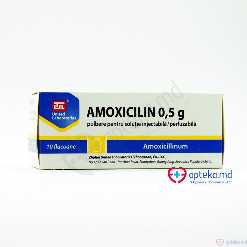 Amoxicilina pulb./sol. inj. 500 mg N10