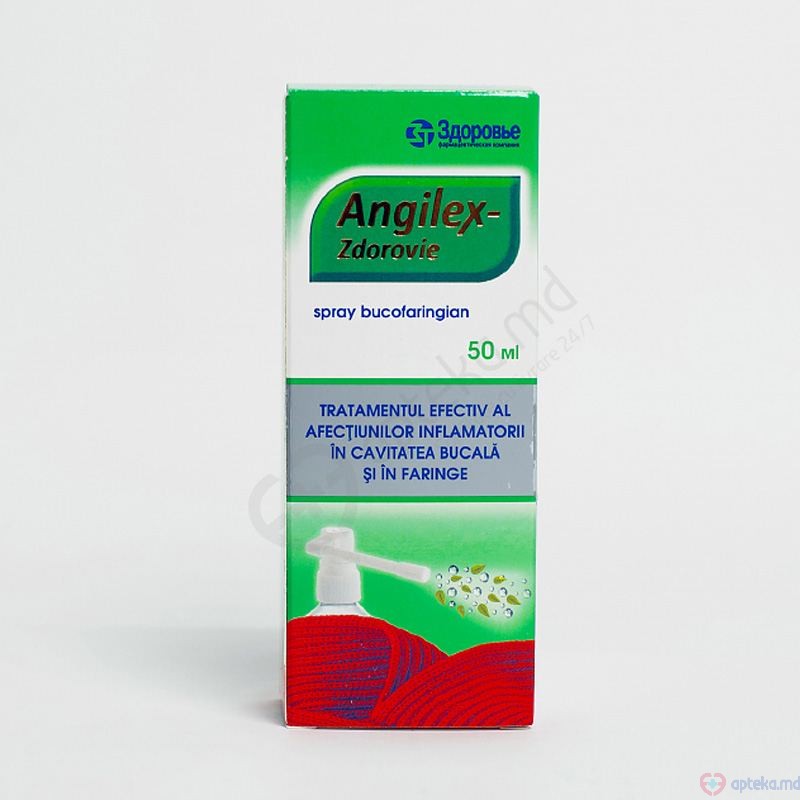 Angilex-Zdorovie spray bucofaring. 100 mg + 500 mg + 250 mg 50 ml N1