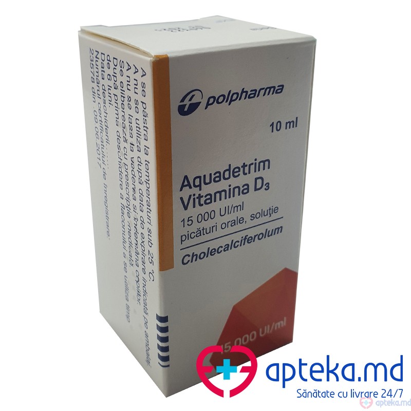 Aquadetrim Vitamina D3 pic. orale, sol. 15000 UI/1 ml 10 ml N1