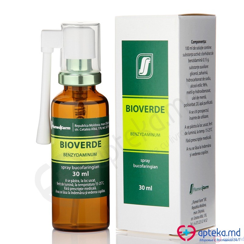 Bioverde spray bucofaring. 1,5 mg/ml 30 ml N1