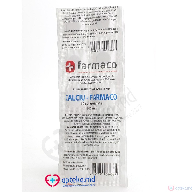 Calciu -Farmaco 500mg comp N10