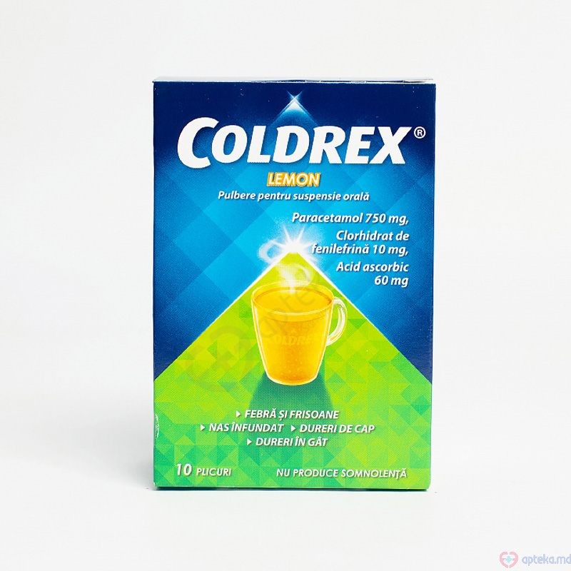 Coldrex Lemon pulb./susp. orala 750 mg + 60 mg + 10 mg/5 g N10