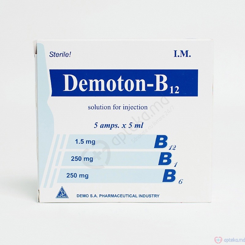 Demoton- B12 sol. inj. 250 mg + 250 mg + 1,5 mg/5 ml N5