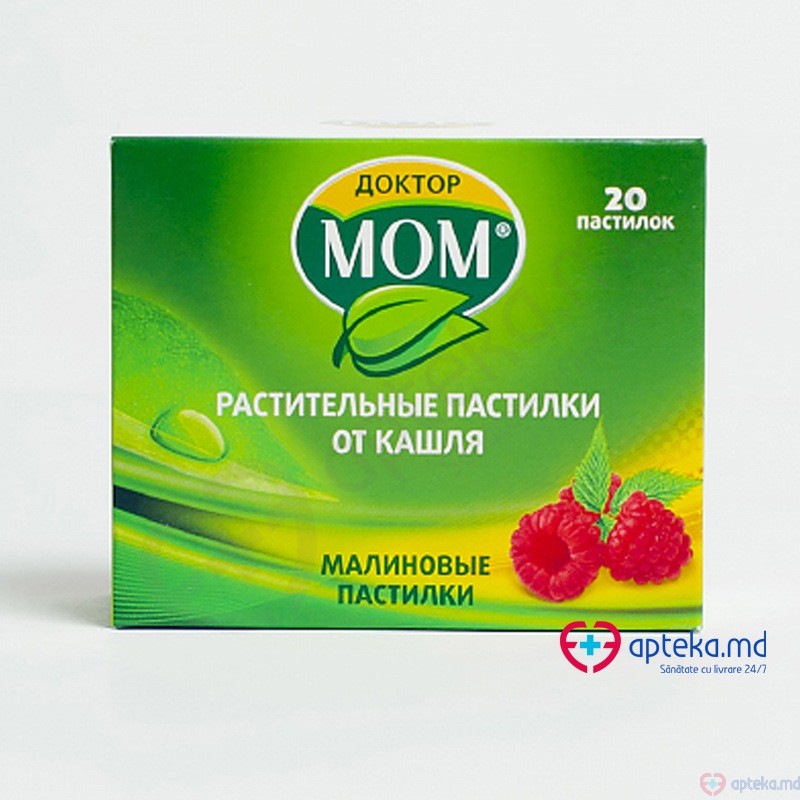 Doktor Mom Herbal Cough Lozenges cu aroma de zmeura pastile  N4x5