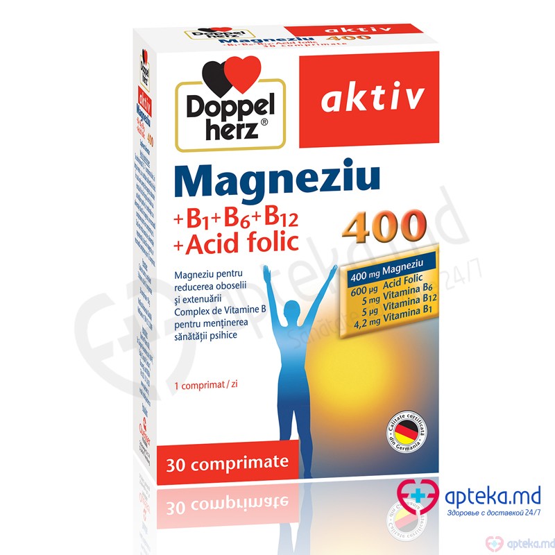 Doppelherz  Magneziu 400mg+Vit.B+Ac.Folic N 15