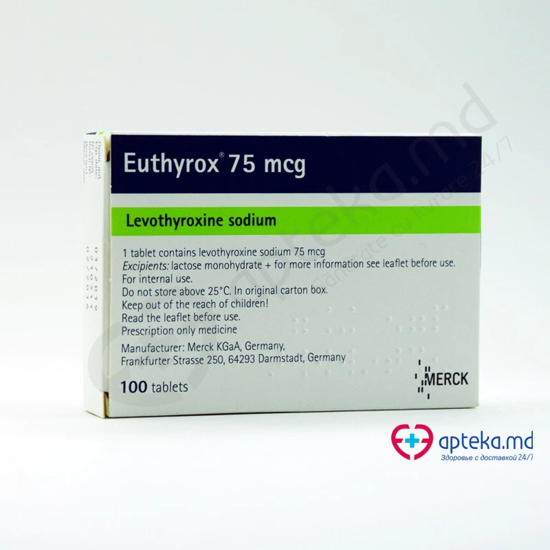 Эутирокс, таб 75мкг, N25x4 Эутирокс, таб 75мкг, N25x4