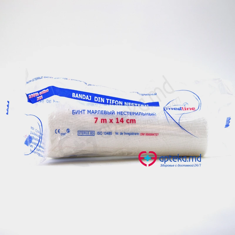 Бинт марлевый нестерильный 7 м x 14 см (32S 30x17MESH) MEDLINE Бинт марлевый нестерильный 7 м x 14 см (32S 30x17MESH) MEDLINE