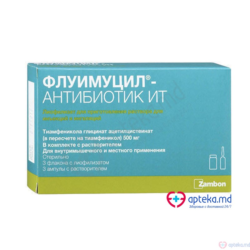 Fluimucil-antibiotic IT liof.+solv./sol. inj. 500 mg N3 + 4 ml N3