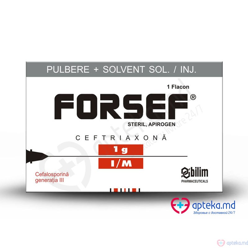 Forsef 1 g IM pulb.+solv./sol. inj. 1 g N1 + 1% 4 ml N1