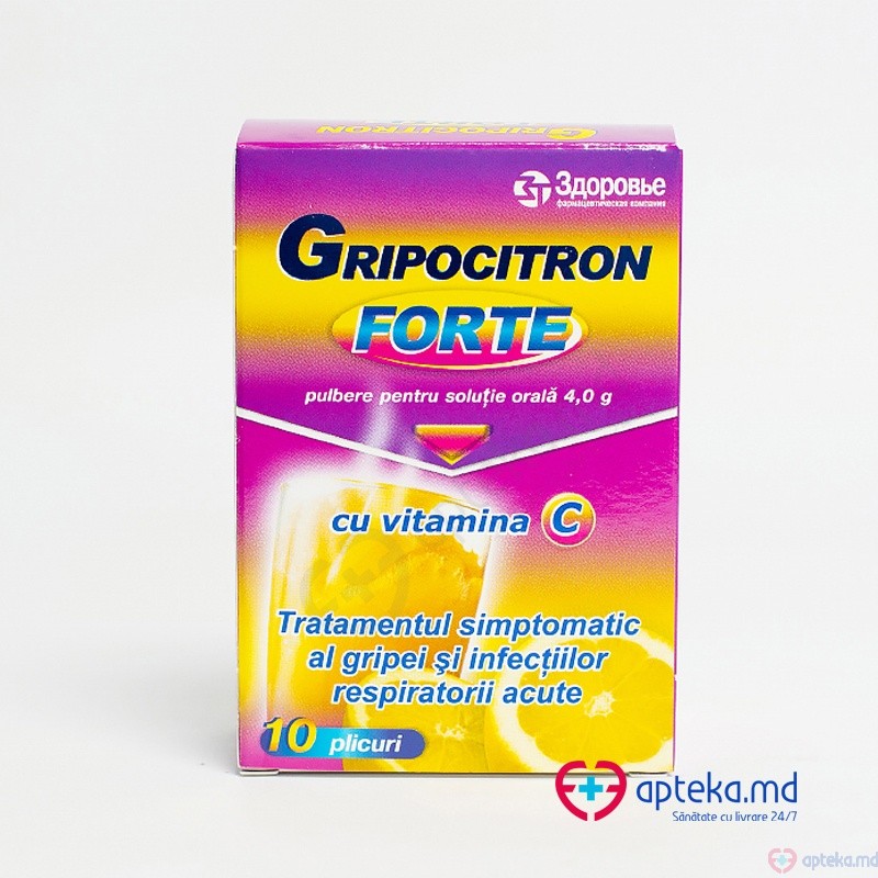 Gripocitron Forte pulb./sol. orala 650 mg + 50 mg + 20 mg + 10 mg/4 g N10