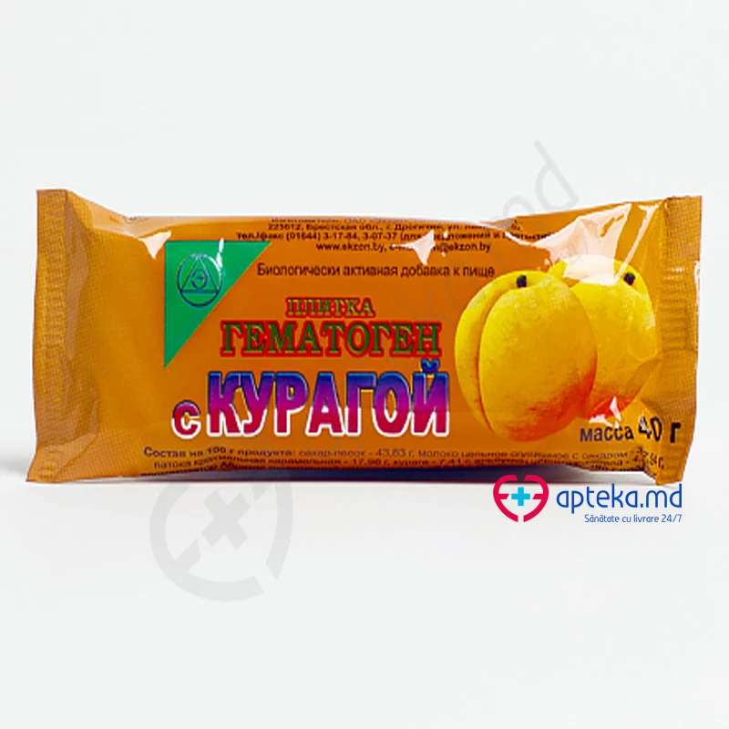 Гематоген с курагой, батончик, 40 г Гематоген с курагой, батончик, 40 г