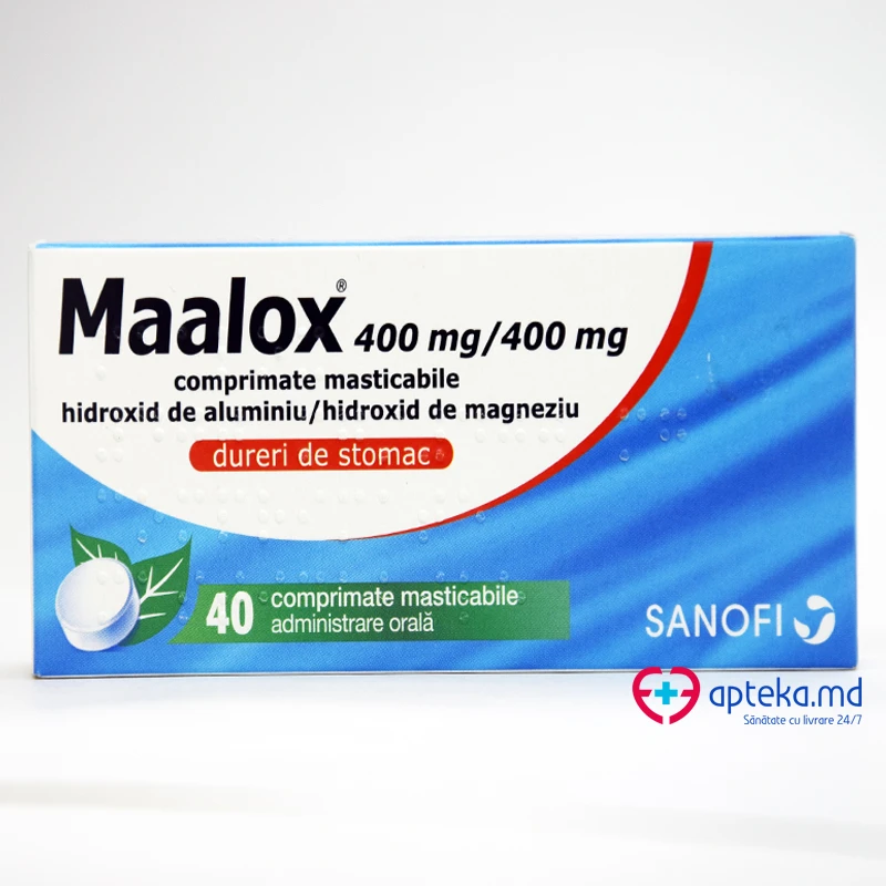 Маалокс, таб жеват 400/400мг, N10x4 Маалокс, таб жеват 400/400мг, N10x4