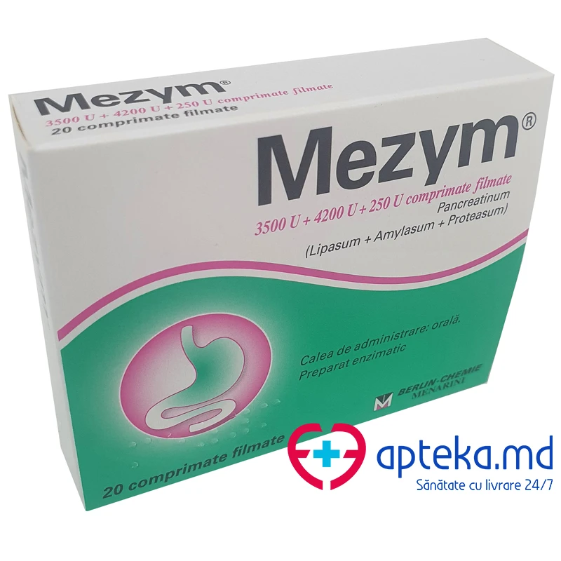 Мезим таб. п/о 3500/4200/250U, N20 Мезим таб. п/о 3500/4200/250U, N20