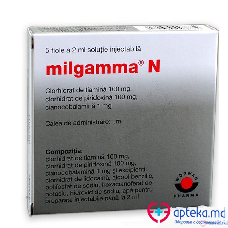 Milgamma N sol. inj. 0,5 mg + 50 mg + 50 mg/ml 2 ml N5