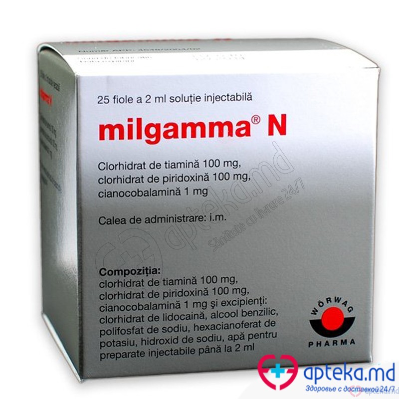 Milgamma N sol. inj. 0,5 mg + 50 mg + 50 mg/ml 2 ml N5x5