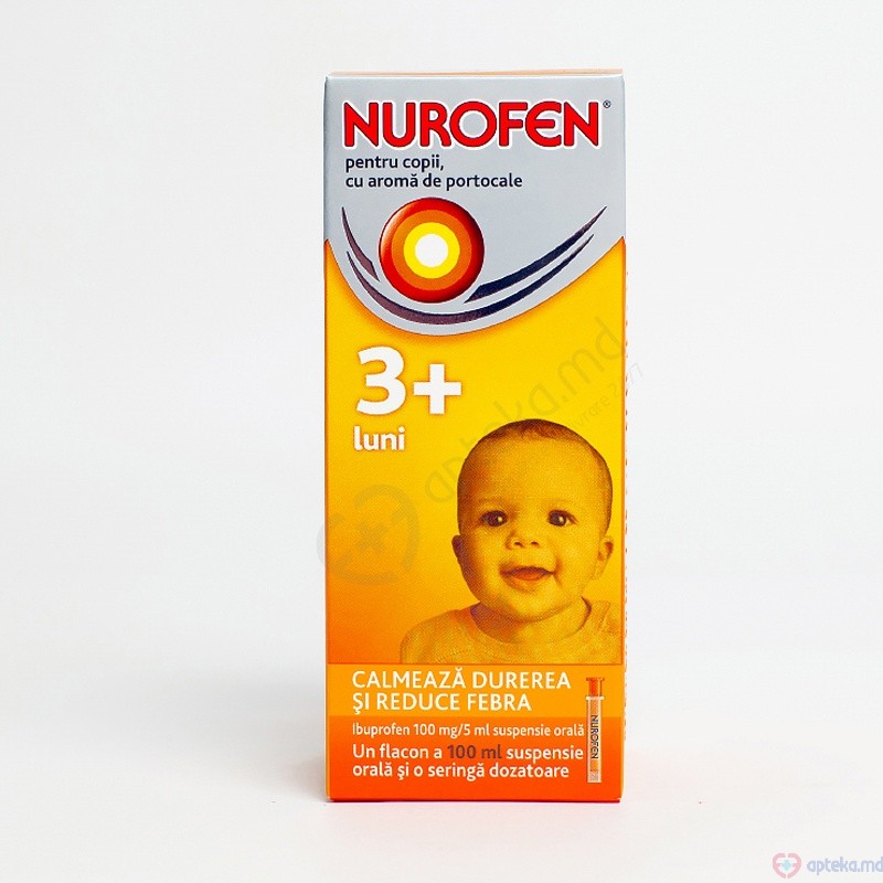 Nurofen pentru copii cu aroma de portocala susp. orala 100 mg/5 ml 100 ml N1