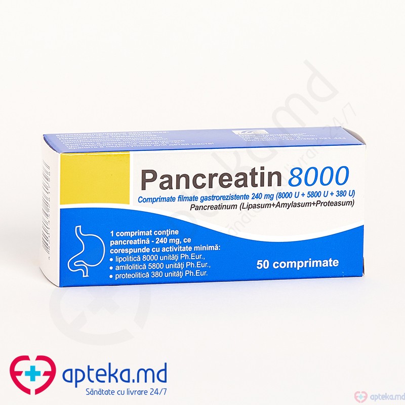 Pancreatin comp. film. gastrorez. 0,24 g (8000 UI + 5800 UI + 380 UI) N10x5