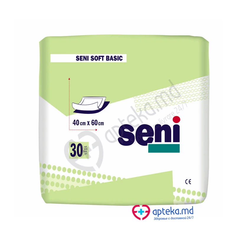 Пелёнки одноразовые Seni Soft Basic 40 x 60 см N30 Пелёнки одноразовые Seni Soft Basic 40 x 60 см N30