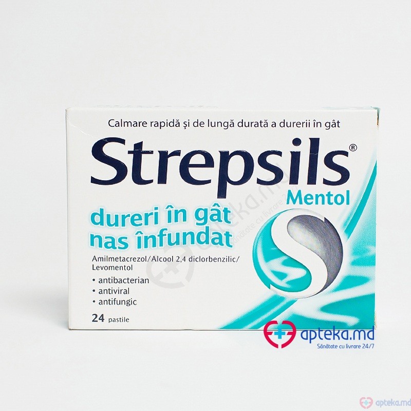 Strepsils Mentol pastile 1,2 mg + 0,6 mg + 8 mg N12x2