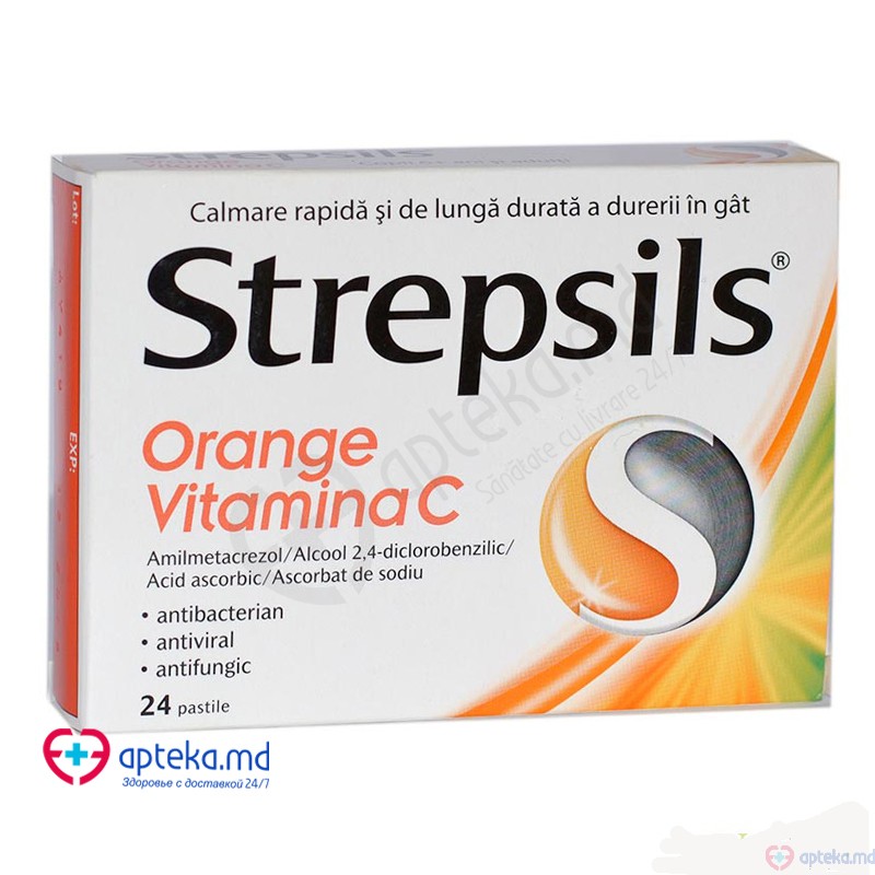 Strepsils Orange Vitamina C pastile  N12x2