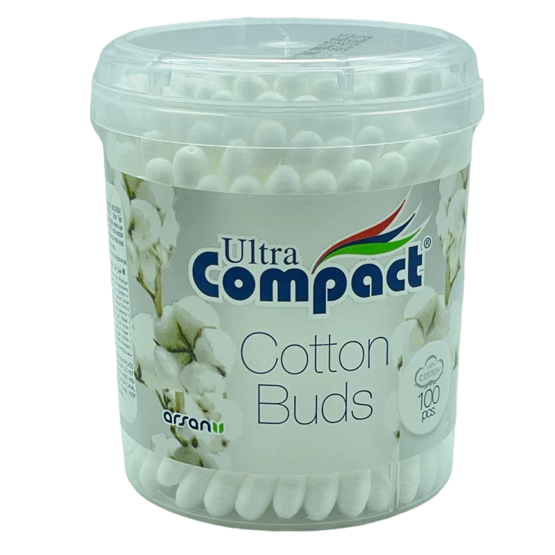 Ватные палочки ULTRA COMPACT (COTTON) круглая упаковка N100 Ватные палочки ULTRA COMPACT (COTTON) круглая упаковка N100