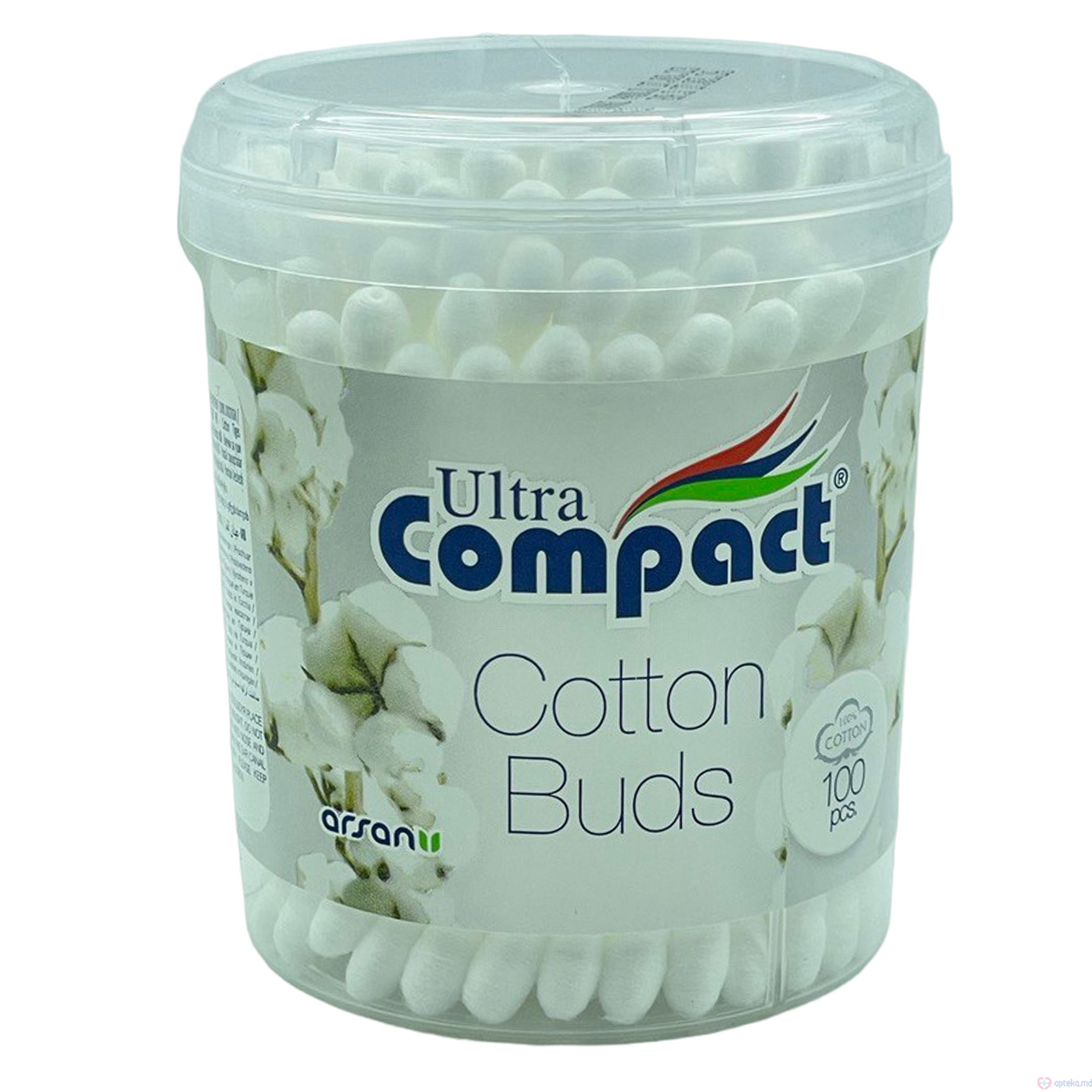 Ватные палочки ULTRA COMPACT (COTTON) круглая упаковка N100