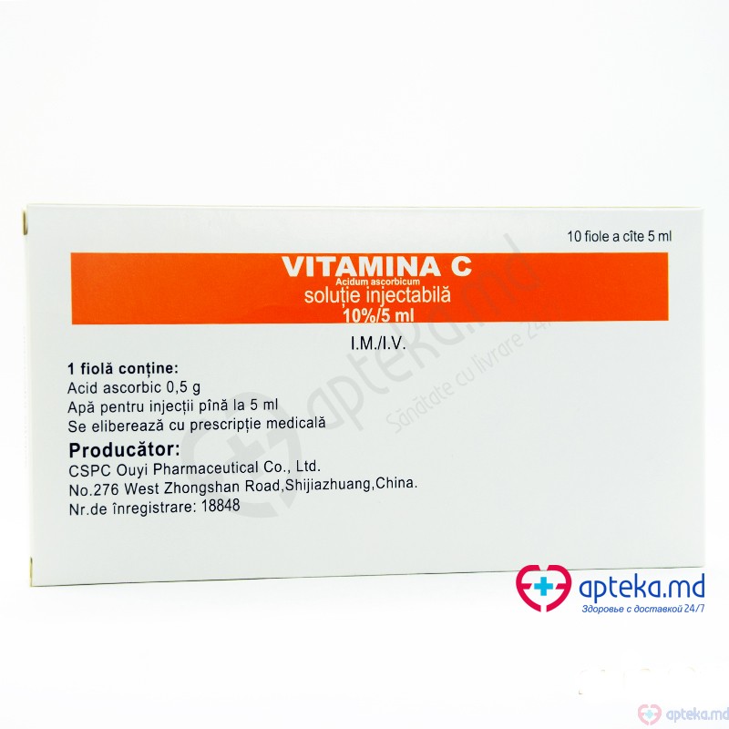 Vitamina C sol. inj. 10% 5 ml N10