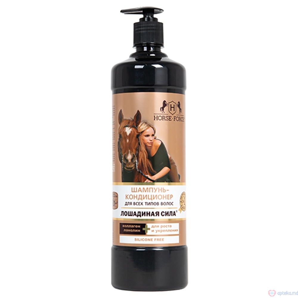 Horse Force Sampon cu colagen si lanolina pentru par   uscat si deshidratat 1000 ml