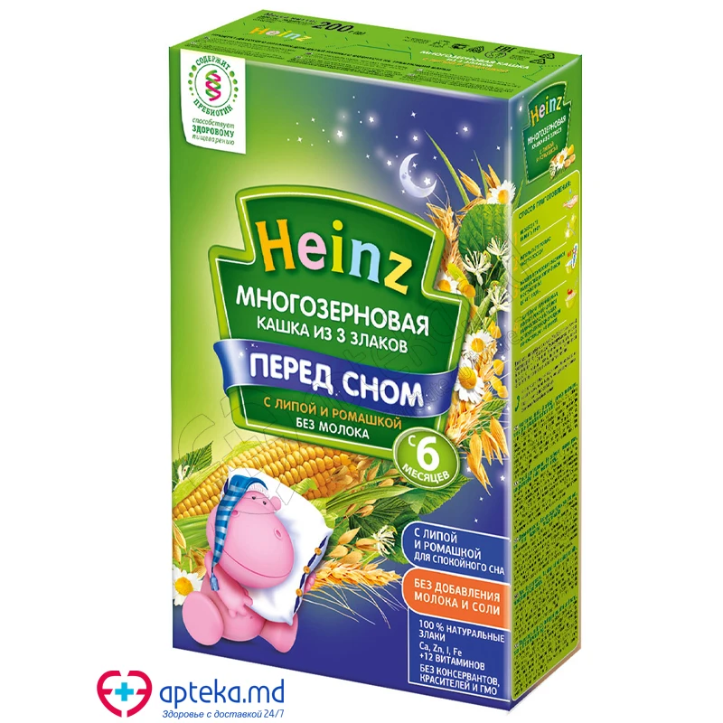 Каша HEINZ ассорти из 3 злаков с липой и ромашкой 200 г Каша HEINZ ассорти из 3 злаков с липой и ромашкой 200 г